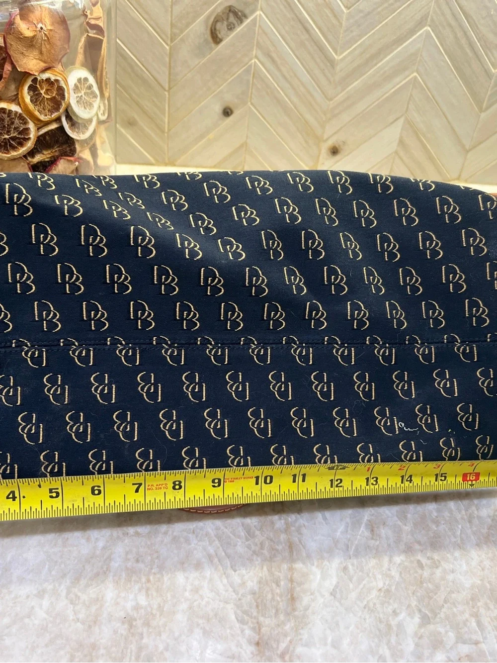 XL Dooney & Bourke Black Weekender Brown Leather Trim and Gold Monogram